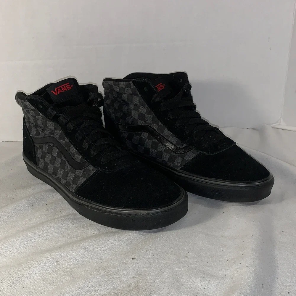 Vans Men’s Ward Hi Black & Grey Checkerboard High-Top Sneakers